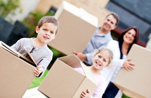 Packed boxes and furniture ready for local house removals