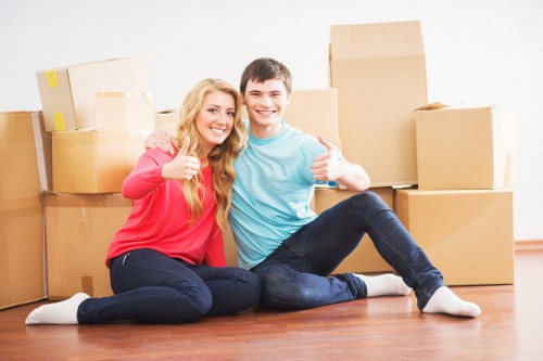 Packed household items ready for transport during a Queens Park home move